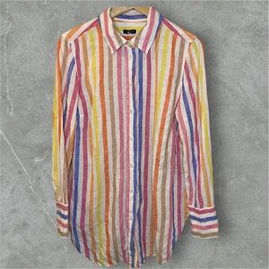 Talbots 100% Line  Multicolor Striped Button Down Shirt Medium